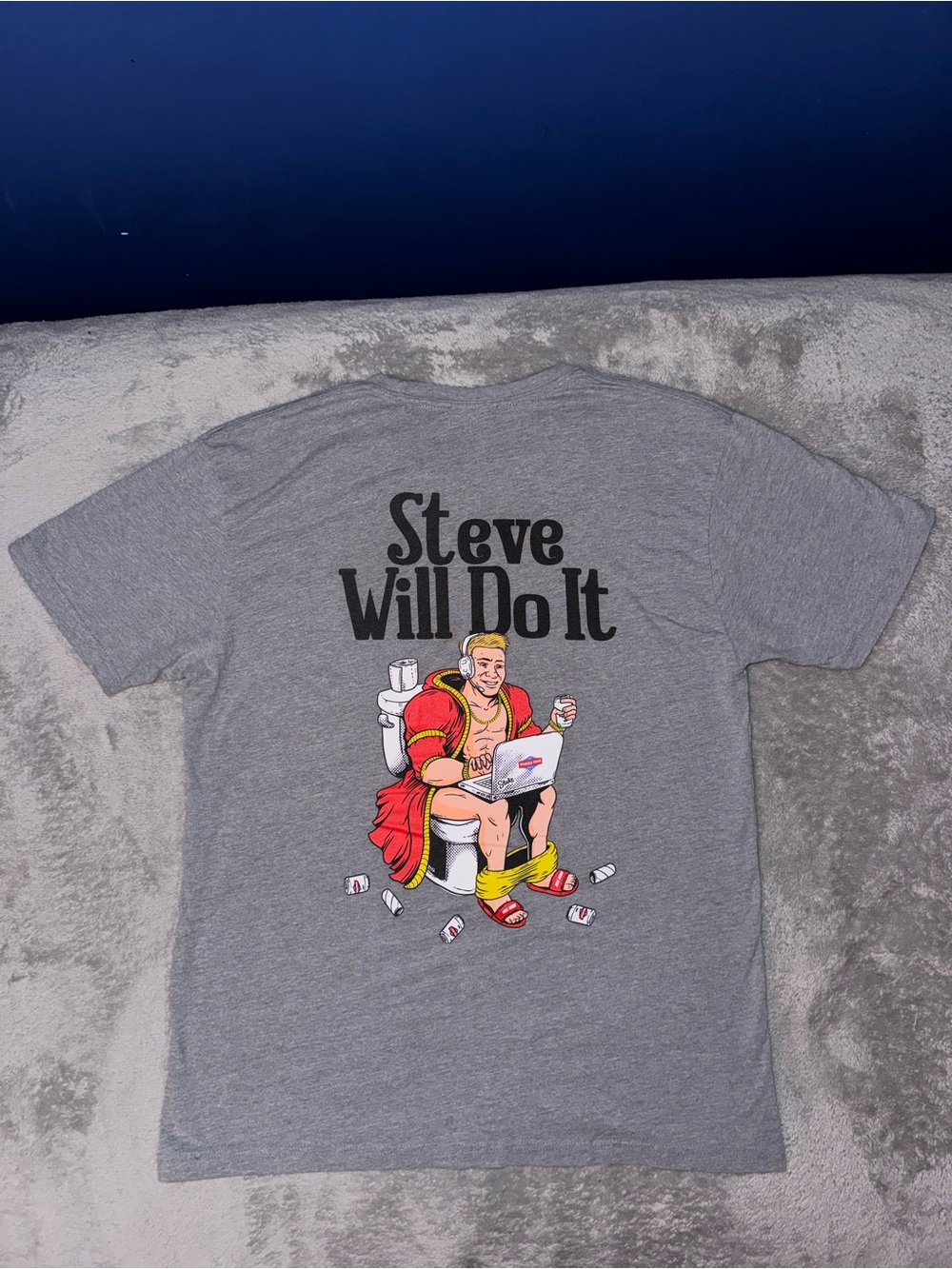 Mens Full Send NelkBoys Steve Will Do It Graphic Tee Gray